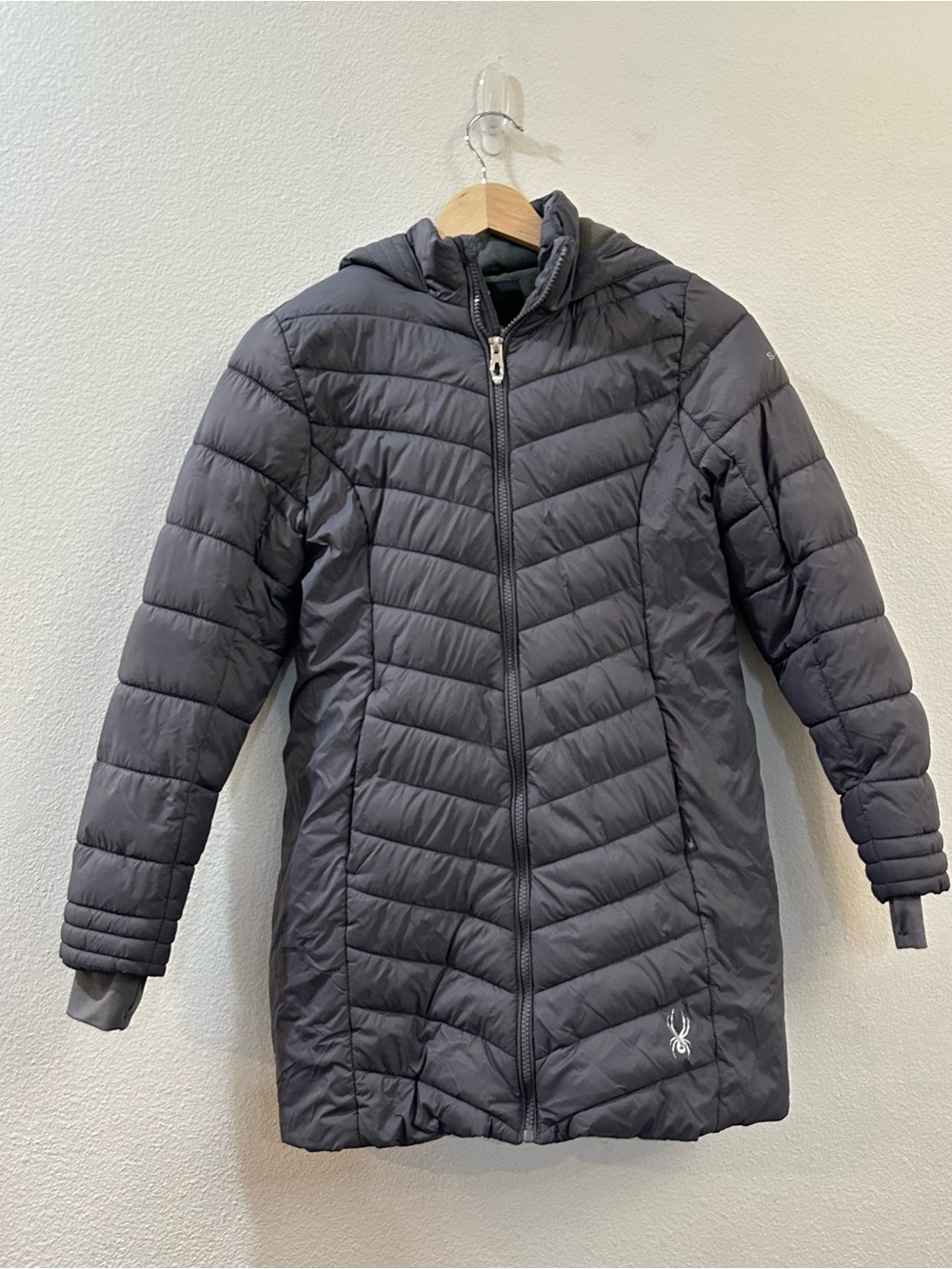 Spyder Boundless Hooded Puffer Jacket Coat Gray Size Large 12-14